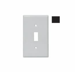 1-Gang Standard Wall Plate, Toggle, Plastic, Black