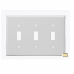 3-Gang Standard Wall Plate, Toggle, Plastic, Ivory