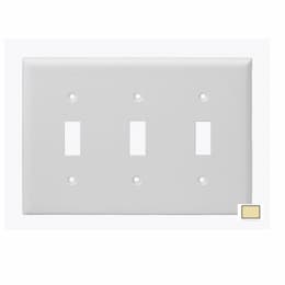 3-Gang Standard Wall Plate, Toggle, Plastic, Light Almond