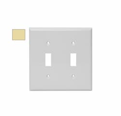 2-Gang Mid-Size Wall Plate, Toggle, Plastic, Ivory