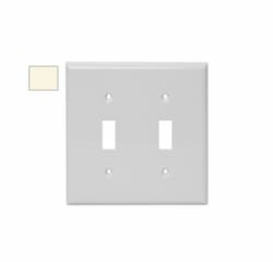 2-Gang Mid-Size Wall Plate, Toggle, Plastic, Light Almond