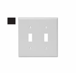 2-Gang Mid-Size Wall Plate, Toggle, Plastic, Black