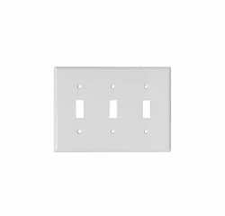 3-Gang Mid-Size Wall Plate, Toggle, Plastic, White