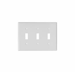 3-Gang Mid-Size Wall Plate, Toggle, Plastic, White