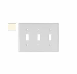 3-Gang Mid-Size Wall Plate, Toggle, Plastic, Light Almond