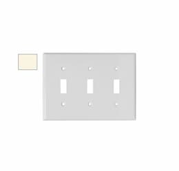 3-Gang Mid-Size Wall Plate, Toggle, Plastic, Light Almond