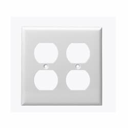 2-Gang Standard Wall Plate, Duplex, Plastic, White