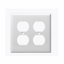 2-Gang Standard Wall Plate, Duplex, Plastic, White