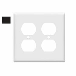 2-Gang Standard Wall Plate, Duplex, Plastic, Black