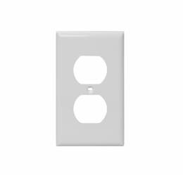 1-Gang Mid-Size Wall Plate, Duplex, Plastic, White