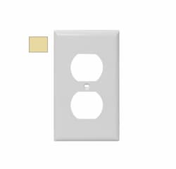 1-Gang Mid-Size Wall Plate, Duplex, Plastic, Ivory