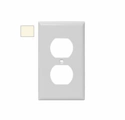 1-Gang Mid-Size Wall Plate, Duplex, Plastic, Light Almond