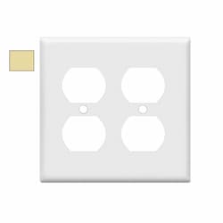 2-Gang Mid-Size Wall Plate, Duplex, Plastic, Ivory