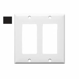 2-Gang Standard Wall Plate, Decora, Plastic, Black