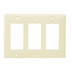 3-Gang Standard Wall Plate, Decora, Plastic, White