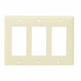 3-Gang Standard Wall Plate, Decora, Plastic, White