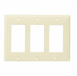 3-Gang Standard Wall Plate, Decora, Plastic, Light Almond