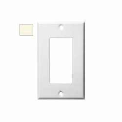 1-Gang Mid-Size Wall Plate, Decora, Plastic, Light Almond