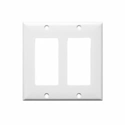 2-Gang Mid-Size Wall Plate, Decora, Plastic, White