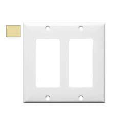 2-Gang Mid-Size Wall Plate, Decora, Plastic, Ivory