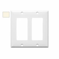 2-Gang Mid-Size Wall Plate, Decora, Plastic, Light Almond