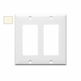 2-Gang Mid-Size Wall Plate, Decora, Plastic, Light Almond