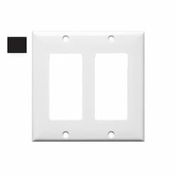 2-Gang Mid-Size Wall Plate, Decora, Plastic, Black