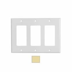 3-Gang Mid-Size Wall Plate, Decora, Plastic, Ivory