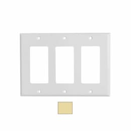 3-Gang Mid-Size Wall Plate, Decora, Plastic, Ivory