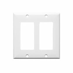 2-Gang Jumbo Wall Plate, Decora, Plastic, White