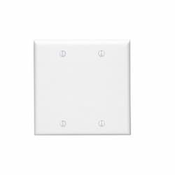 2-Gang Standard Wall Plate, Blank, Plastic, White