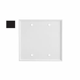 2-Gang Standard Wall Plate, Blank, Plastic, Black