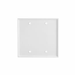 2-Gang Mid-Size Wall Plate, Blank, Plastic, White