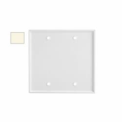 2-Gang Mid-Size Wall Plate, Blank, Plastic, Light Almond