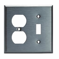 2-Gang Standard Combination Wall Plate, Toggle/Duplex, Plastic, White