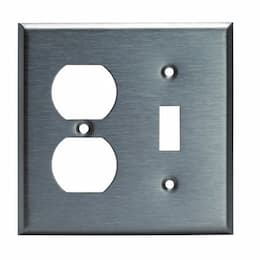 2-Gang Standard Combination Wall Plate, Toggle/Duplex, Plastic, L. AL