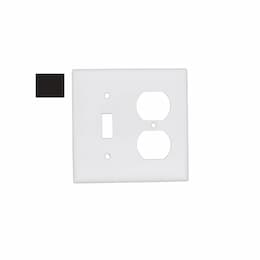 2-Gang Standard Combination Wall Plate, Toggle/Duplex, Plastic, Black