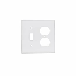 2-Gang Mid-Size Combination Wall Plate, Toggle/Duplex, Plastic, White