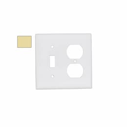 2-Gang Mid-Size Combination Wall Plate, Toggle/Duplex, Plastic, Ivory