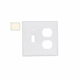 2-Gang Mid-Size Combination Wall Plate, Toggle/Duplex, Plastic, L. AL