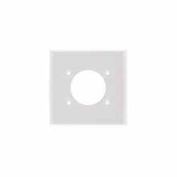 2-Gang Mid-Size Wall Plate, Power Outlet, Plastic, White