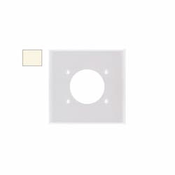 2-Gang Mid-Size Wall Plate, Power Outlet, Plastic, Light Almond
