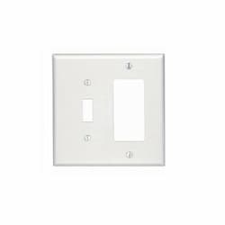 2-Gang Standard Combination Wall Plate, Toggle/Decora, Plastic, Ivory