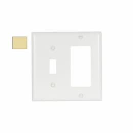 2-Gang Mid-Size Combination Wall Plate, Toggle/Decora, Plastic, Ivory