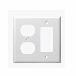 2-Gang Standard Combination Wall Plate, Duplex/Decora, Plastic, Ivory