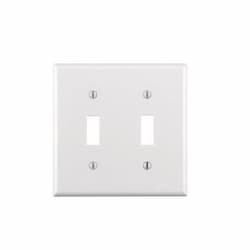 2-Gang Wall Plate, Toggle, Thermoset, White