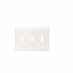 3-Gang Wall Plate, Toggle, Thermoset, White