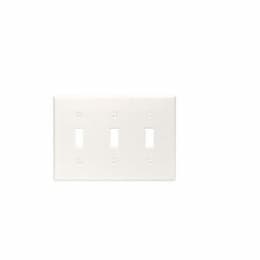 3-Gang Wall Plate, Toggle, Thermoset, Ivory