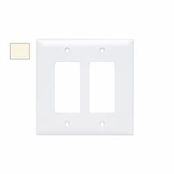 2-Gang Wall Plate, Decora, Thermoset, Light Almond