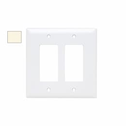 2-Gang Wall Plate, Decora, Thermoset, Light Almond